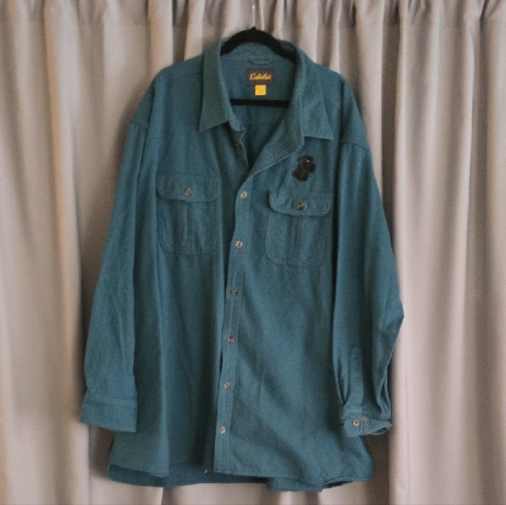 Cabela's Men's embriodered black lab chamois flannel camp shirt - 5 XL